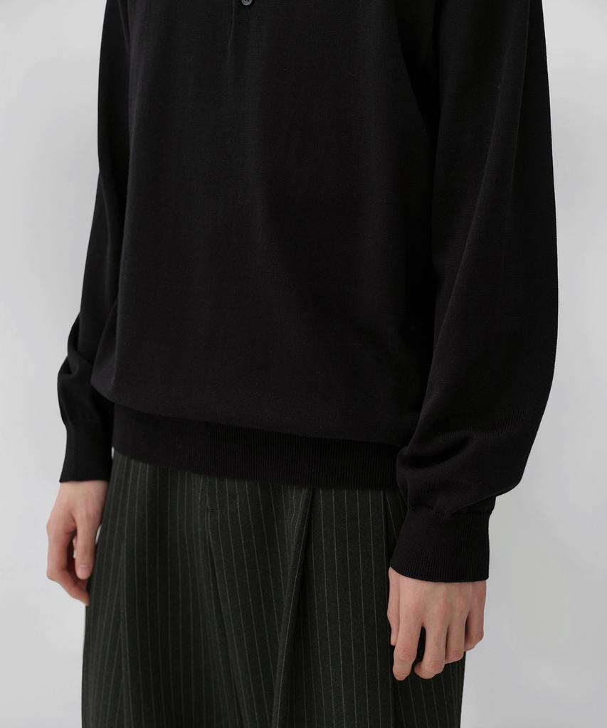 MUSINSA STANDARD Washable Supima Cotton Henley Neck Knit [Black]