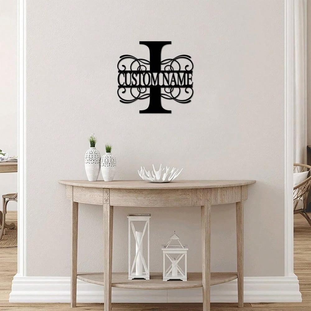 Personalized Metal Wall Art Custom Initials Family Name Light Beam Design Iron Steel Decor Home Porch Garden Gift Birthday