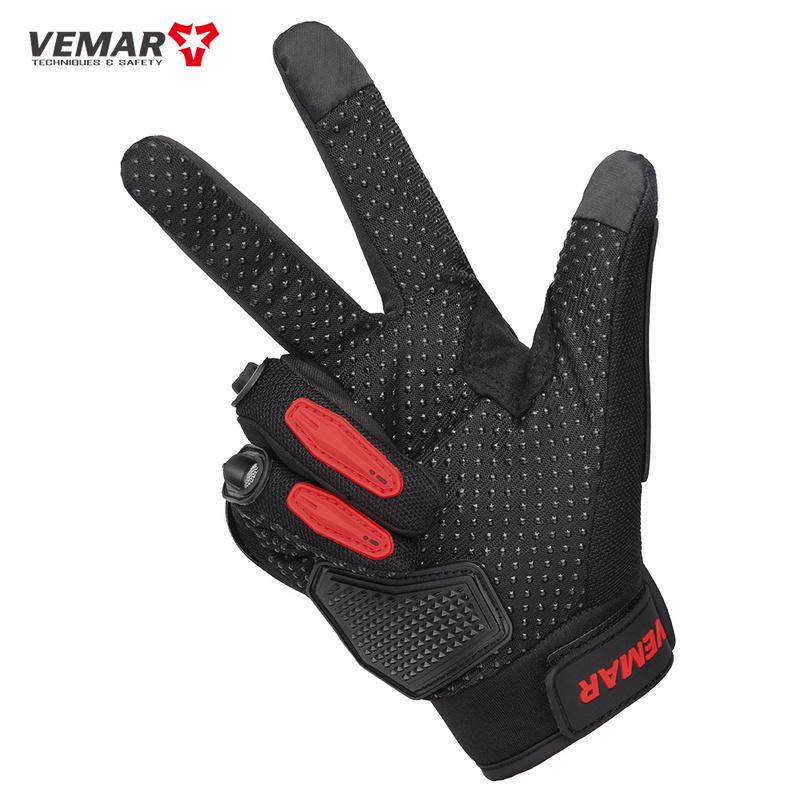 VEMAR Summer Men Black Full Finger Motorcycle Gloves Women Lady Red Motorbike Riding Gloves Touch Screen Motocross Guantes