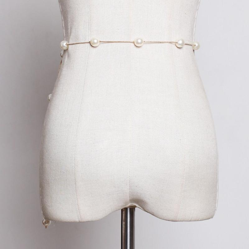 Pearl Chain Belt Gold Chain Belt for Women Fashion Plus Size Silver Waist Chains Metal Waist Belts Chains Trendy Belly Belts for Women Dress Jewelry