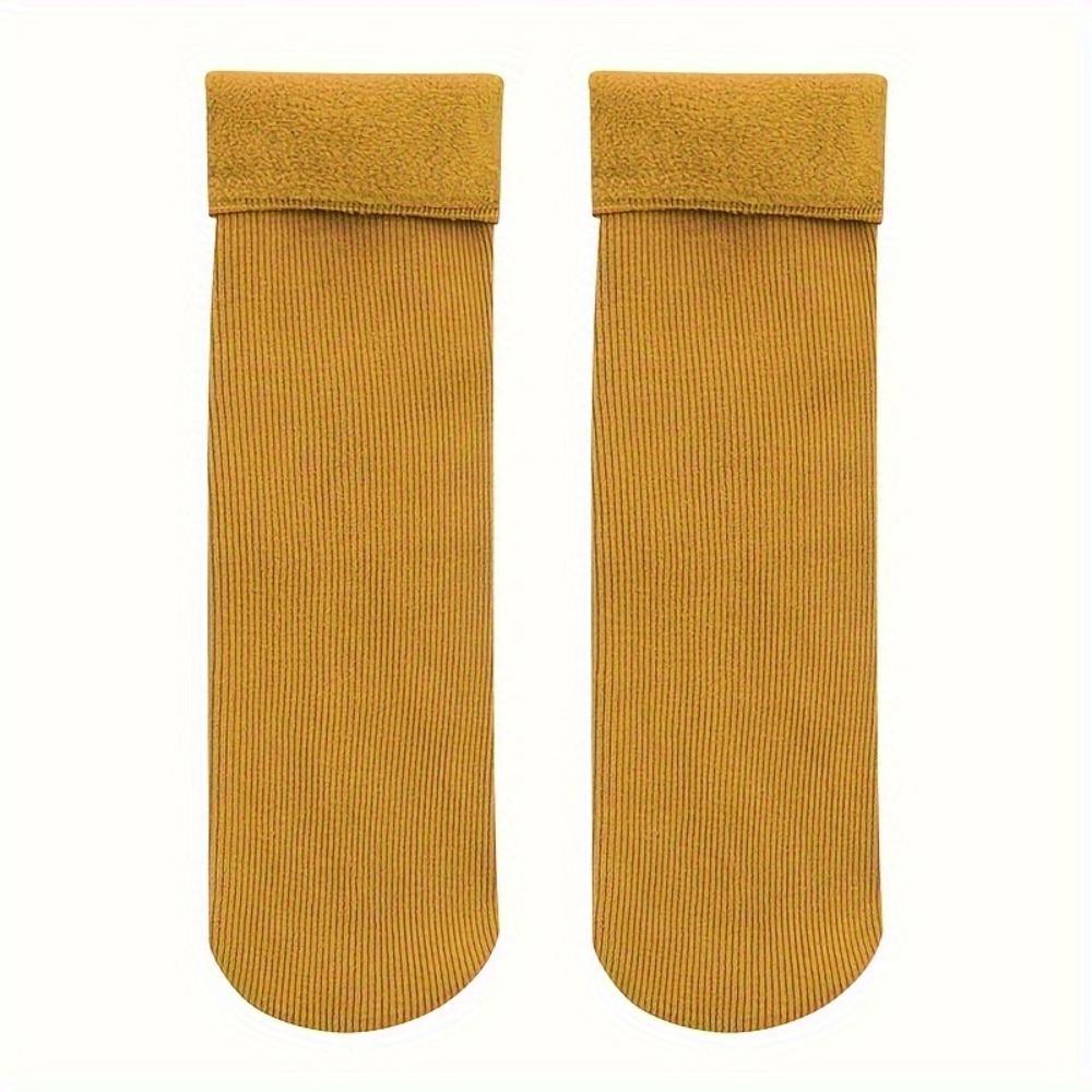 Women's Winter Thermal Socks 4 Pairs- Cozy Knit Fabric, Solid Color, Cotton Blend Fleece Lined Casual Snow Socks, Machine Washable