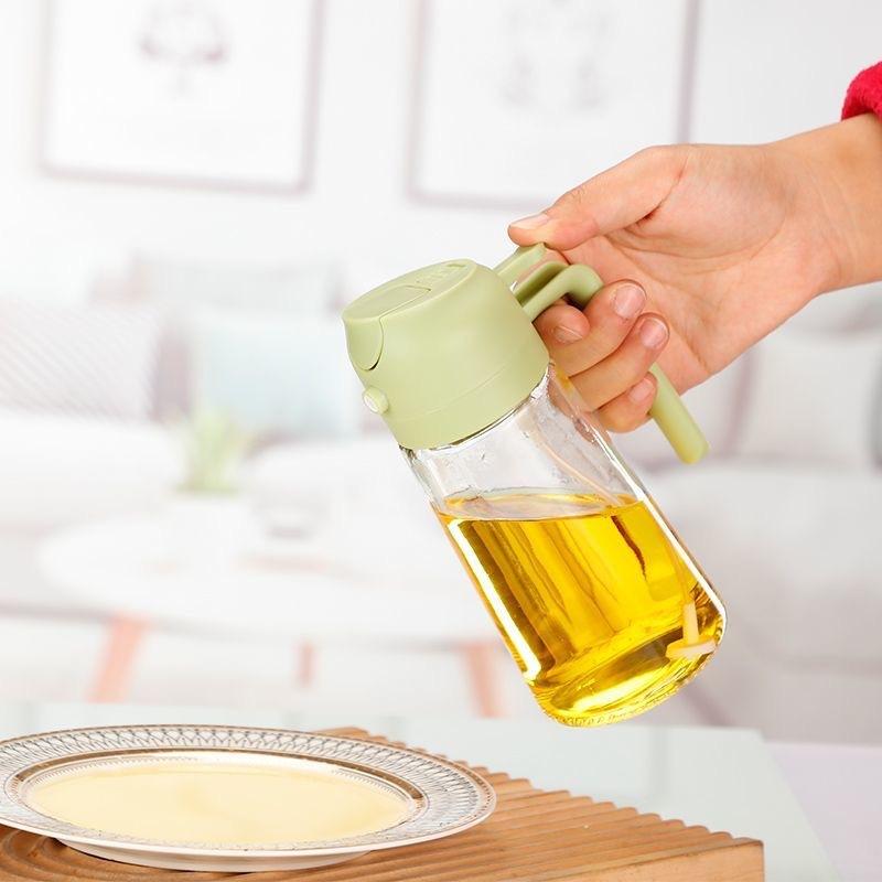 Glass automatic opening and closing oil injection pot bottle spraying dual-purpose leak-proof kitchen household air fryer spraying atomized oil
