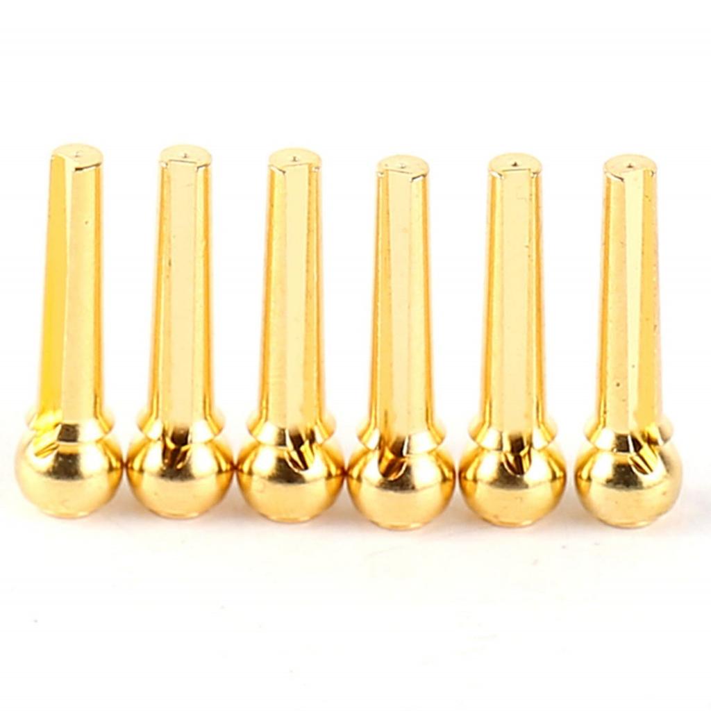6Pcs Guitar Strings Nail Metal Acoustic Guitar Bridge Pins Brass Fixed Cone Pins String Nut Nails for Guitar Parts Replacement