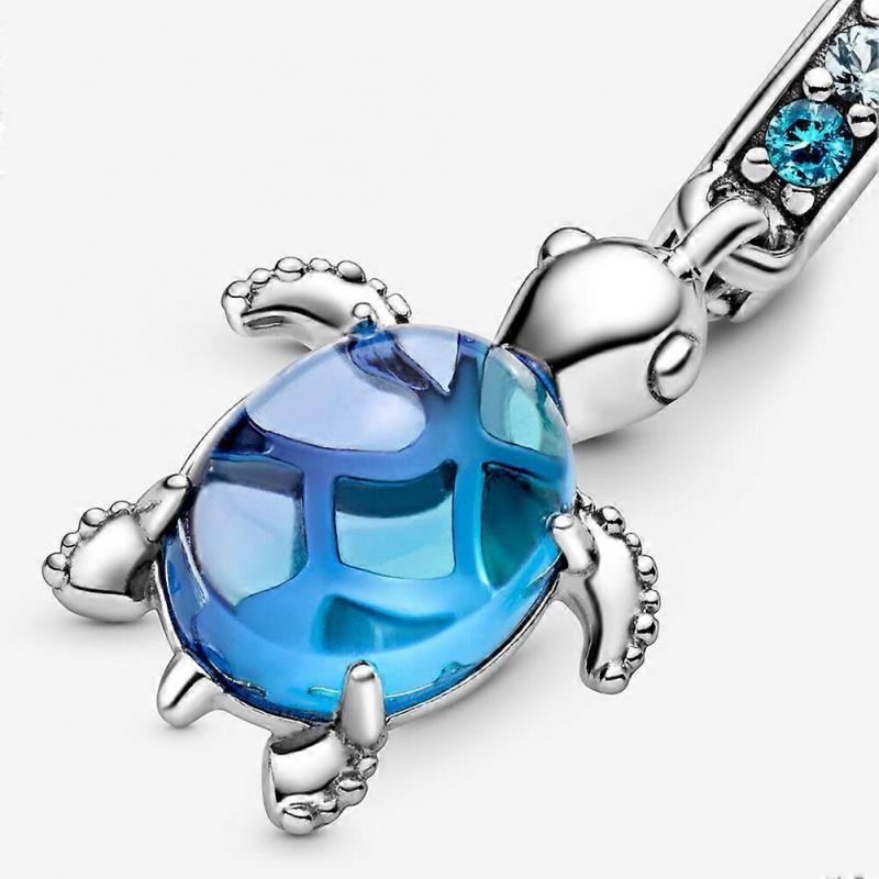 Charme Pendant Tortue de Mer en Verre Argent Sterling 925 Accessoires de Bijoux DIY Pendentif