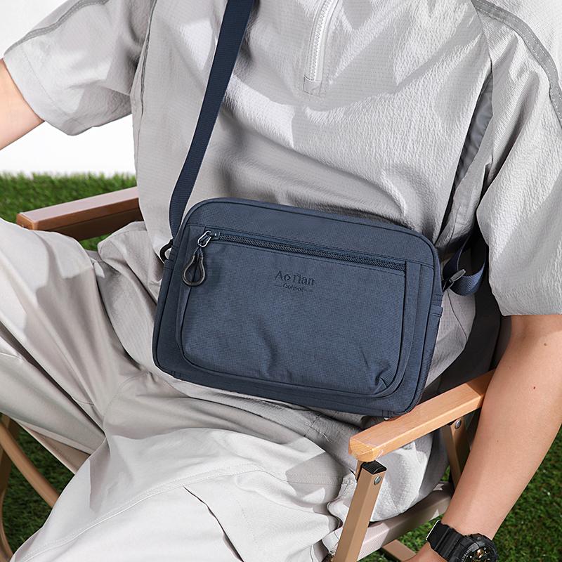 Sac bandoulière léger en nylon pour hommes femmes Sac messager décontracté à bandoulière avec poches zippées