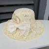 New bow lace eaves breathable sun hat women's spring and summer fashion versatile face cover sun hat