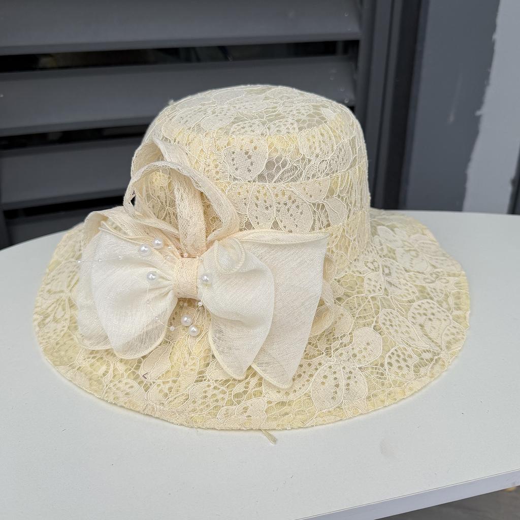 New bow lace eaves breathable sun hat women's spring and summer fashion versatile face cover sun hat