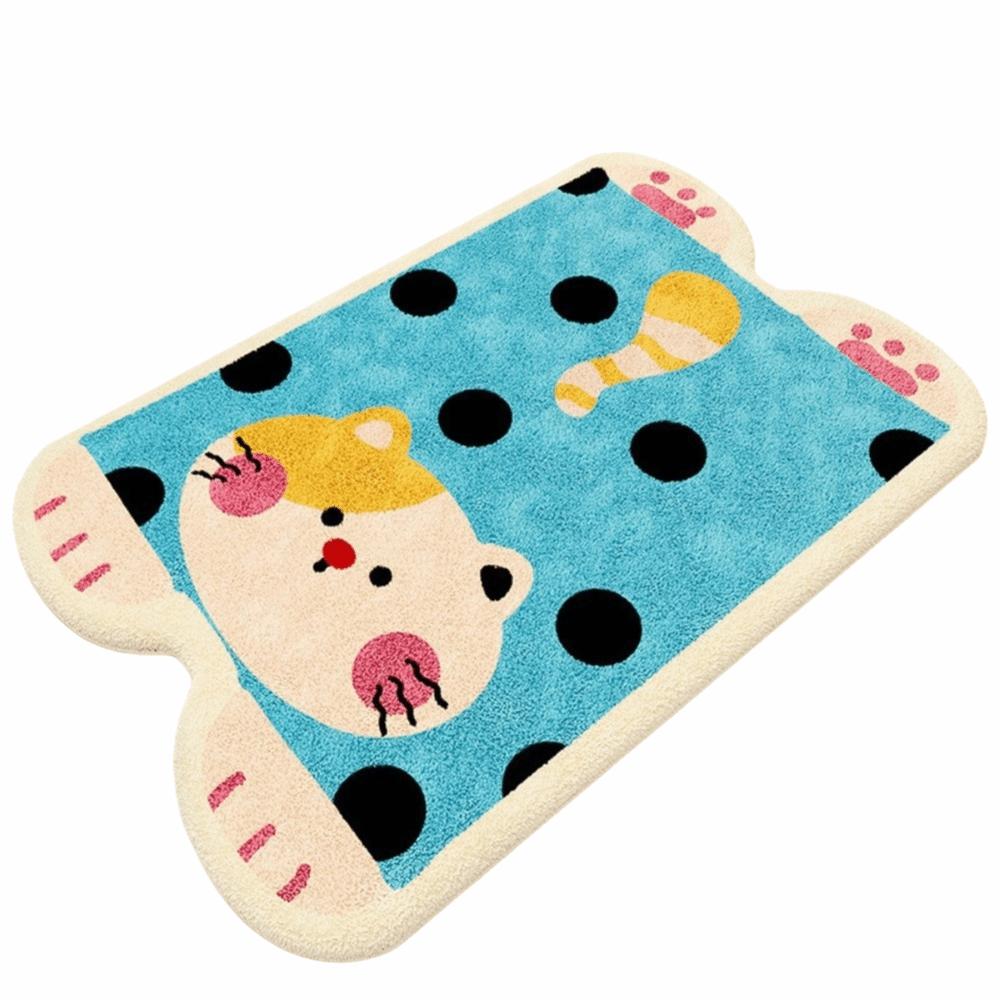 Material Bathroom Floor Mat Cartoon Design Water Absorption Foot Mat Irregular Shaped Non-Slip Toilet Carpet Bathroom Use