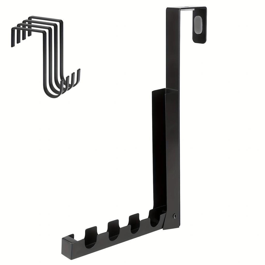 25*4.5*3cm1pc Foldable Clothes Door Rear Hanger Without Punching,four-grids Strong Load-bearing Retractable Wall Mounted Rack.