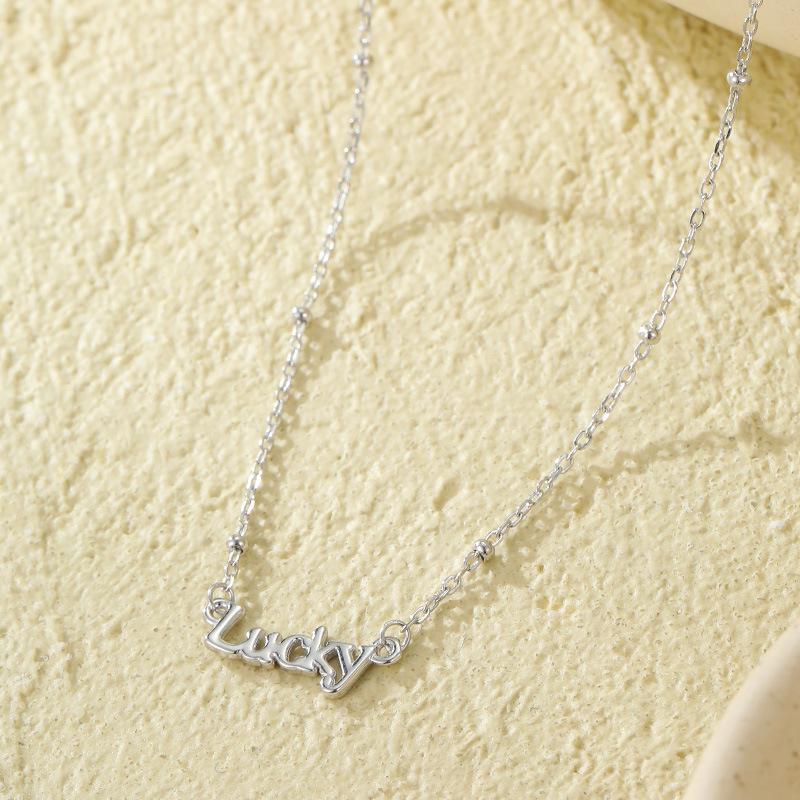925 Sterling Silver Letter Pendant Necklace - Women's Simple Lock Clavicle Chain Fashion Choker