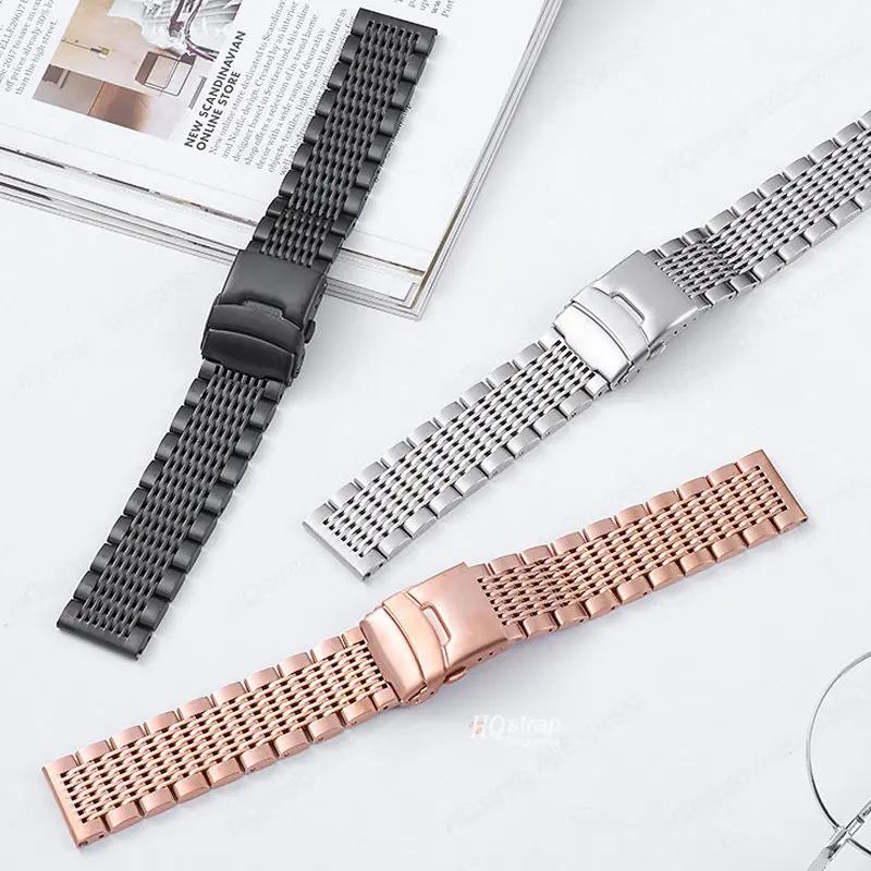Correa de Metal Sólido 18mm 20mm 22mm 24mm Pulsera de Acero Inoxidable Correa Universal para Samsung Watch 4/5/3 Correa para Seiko Pulsera