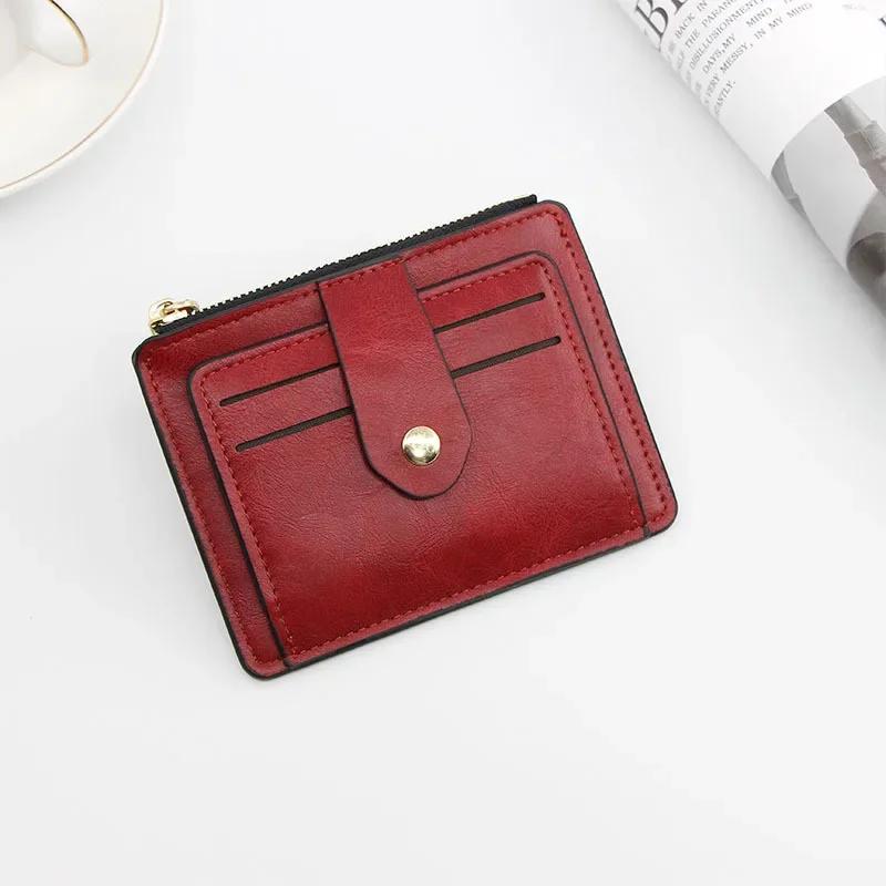 Men Fashion Male Slim Leather Wallets Credit ID Card Holder Wallet with Coin Pocket Luxury Brand Designer Brown Business Purse