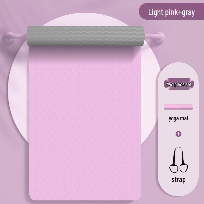 Widened Double Layer Non-Slip TPE Yoga Mat, Thick Fitness Mat, Soundproof Jump Rope & Home Dance Mat