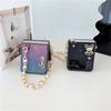 Luxury Cute Bear Glitter Pearl Short Chain Case for Samsung Galaxy Z Flip 4 Case 5G for Galaxy Z Flip3 Shockproof Cover
