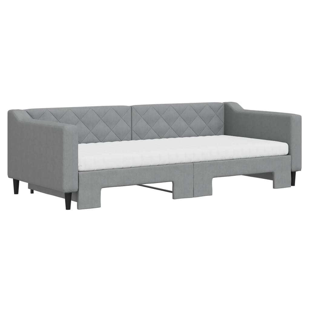 Vidaxl Sofa Rozsuwana Z Materacami, Jasnoszara, 90X200 Cm, Tkanina