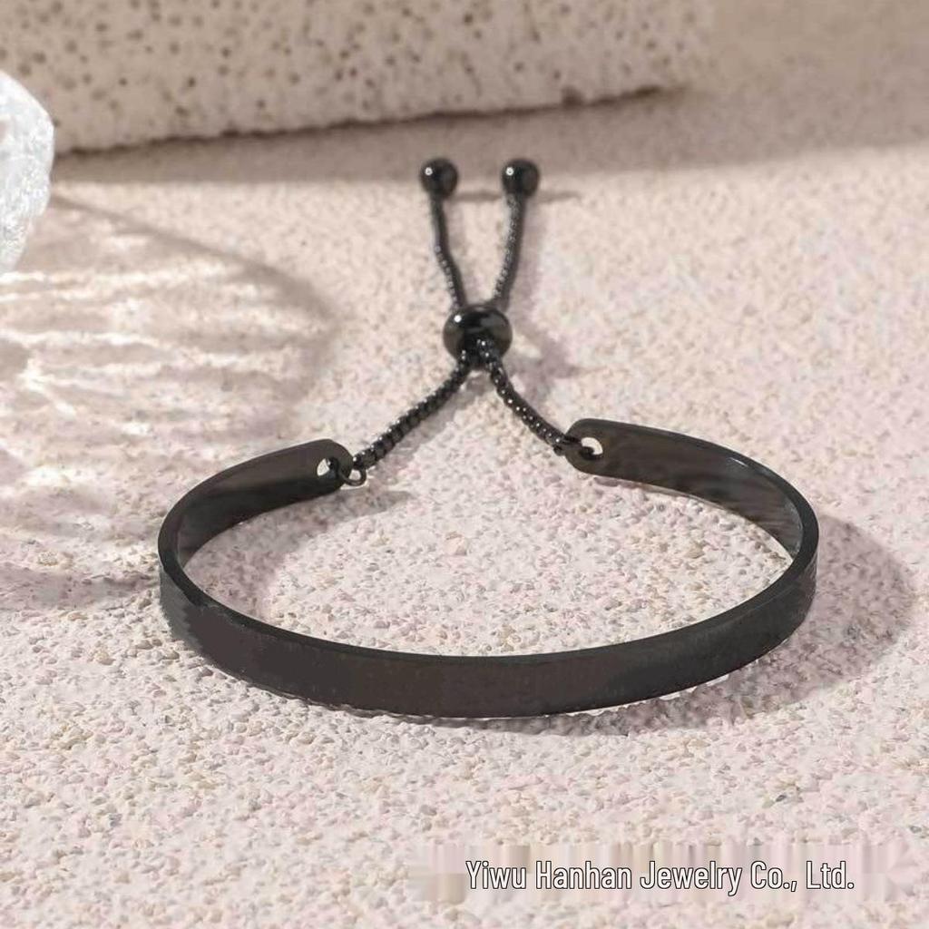 Hot Sale Adjustable Titanium & Stainless Steel Etched Bracelet
