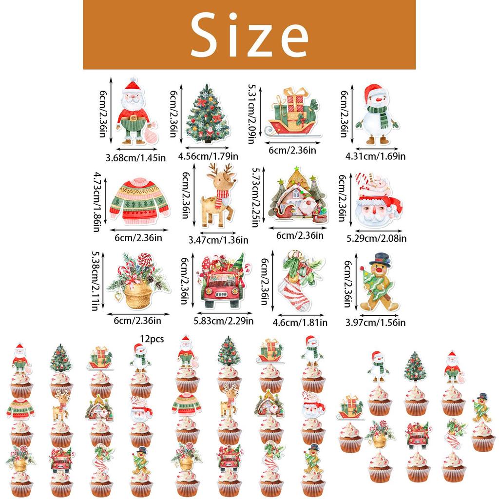 Christmas Cake Decoration Flags Set With Vintage Design For Holiday Parties