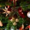 1pc Christmas Pendant Gold Small Bell Velvet Bow Xmas Tree Hanging Ornament Christmas Decoration For Home New Year Gifts