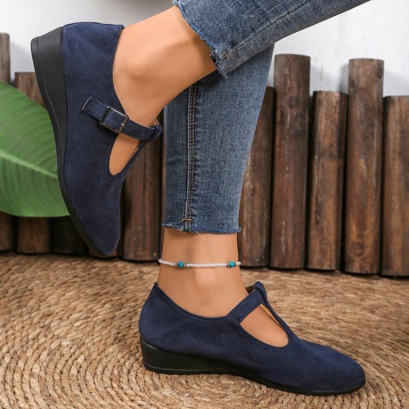 Large size slope heel casual single shoes women's spring and autumn new fashion Doudou single shoes women