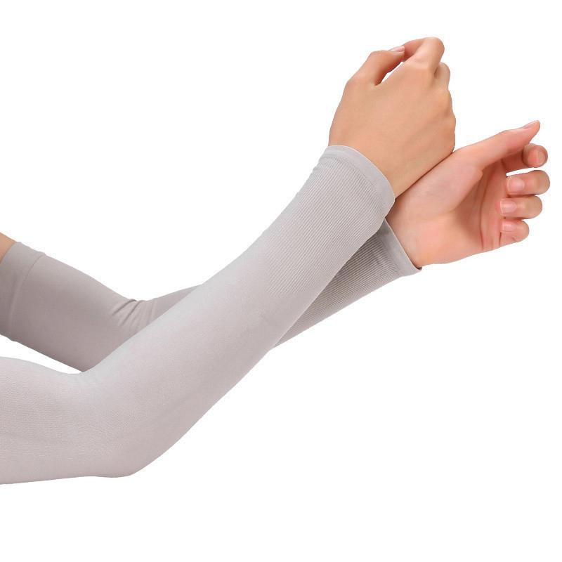 

Summer Cycling Ice Silk Arm Sleeves Breathable Thin Outdoor Sport Arm Guards Anti-UV Men Women Running Driving Arm Covers серый