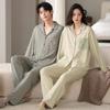 Couples Lycra Cotton Pajamas: Versatile Long Sleeve Set for Women and Men - Perfect for Spring, Autumn, Winter, and Outdoor Wear