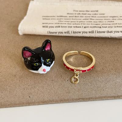 Fun Drip Cartoon Puppy Open Ring Female Personality Exquisite Elegance Fashion Commuter Versatile Ring Ring