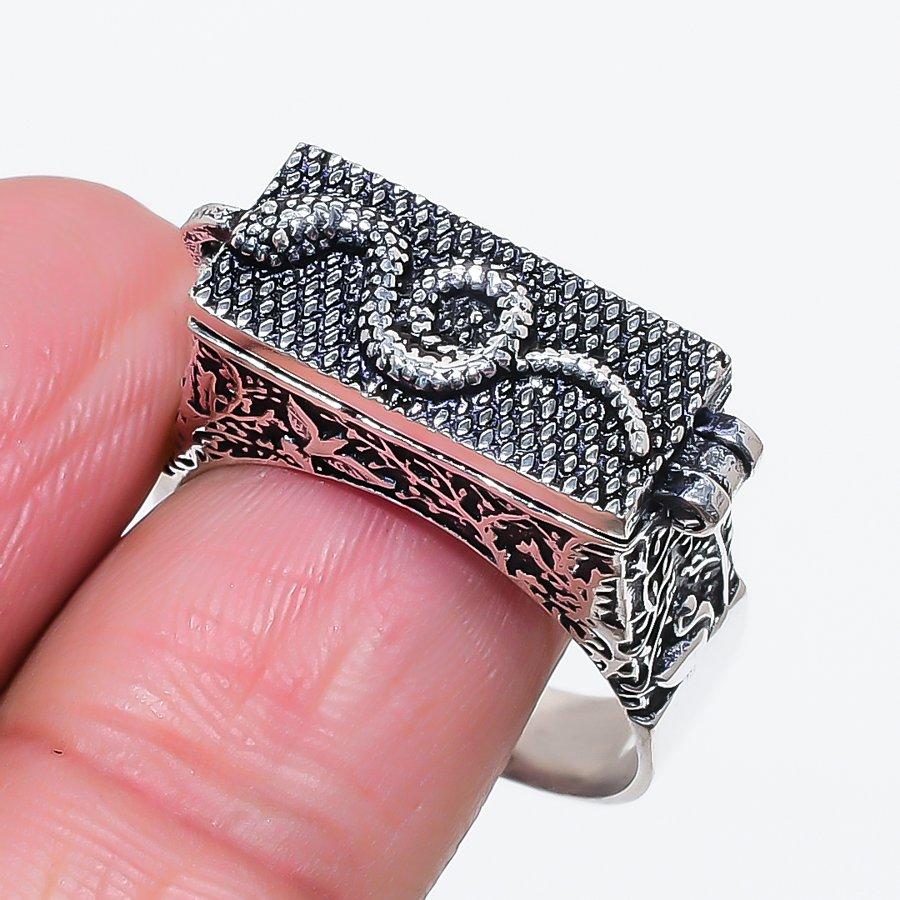 

Кольцо из стерлингового серебра 925 пробы с натуральным камнем, имитирующим змеиную кожу, размер 11 O3W06