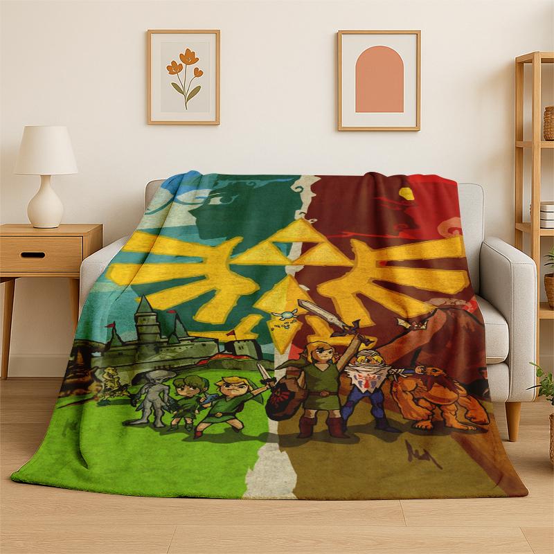 Classic Game Z-Zelda Cartoon Link Flannel Blanket Soft Warm Throw Blanket for Bedroom Living Room Bed Travel Camping Picnic