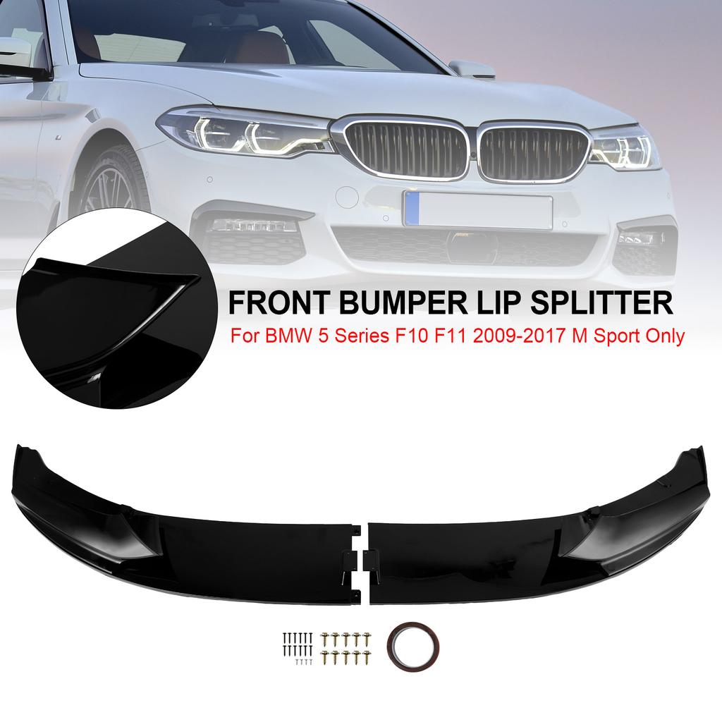 Gloss Black Front Splitter Lip Diffuser Fit BMW 5 Series F10 M Performance