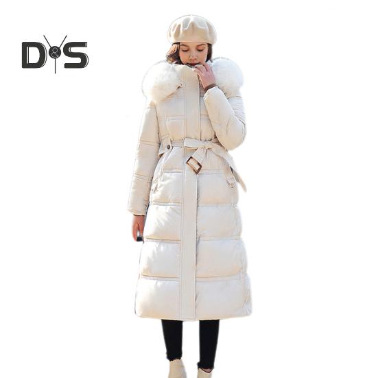 

Зимняя женская хлопковая куртка с капюшоном, защитой шеи, длинными рукавами, карманами, длиной до середины голени, застежкой-молнией, стеганым пальто, однотонная ветрозащитная верхняя одежда XL белый