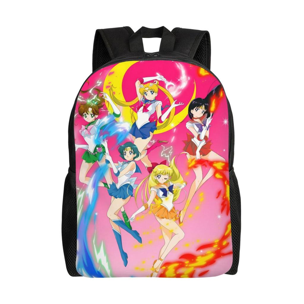 S-Sailors M-Moons Manga Backpack for Women Men Waterproof College School Japan Bag Print Bookbags