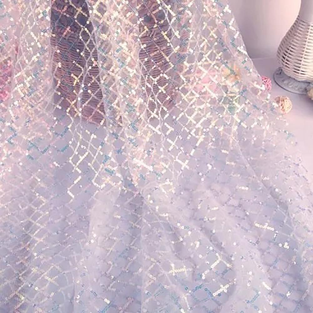 PVC Sequin Mesh Fabric Polyester Stage Performance Fabric DIY Baund Material  Stage Performance