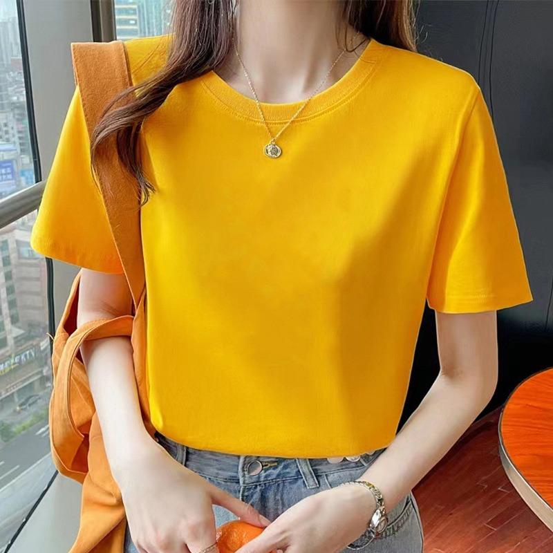 VEZFAA Women's Fashion Casual Summer Spring Short Sleeve O-Neck Blouses & Shirts