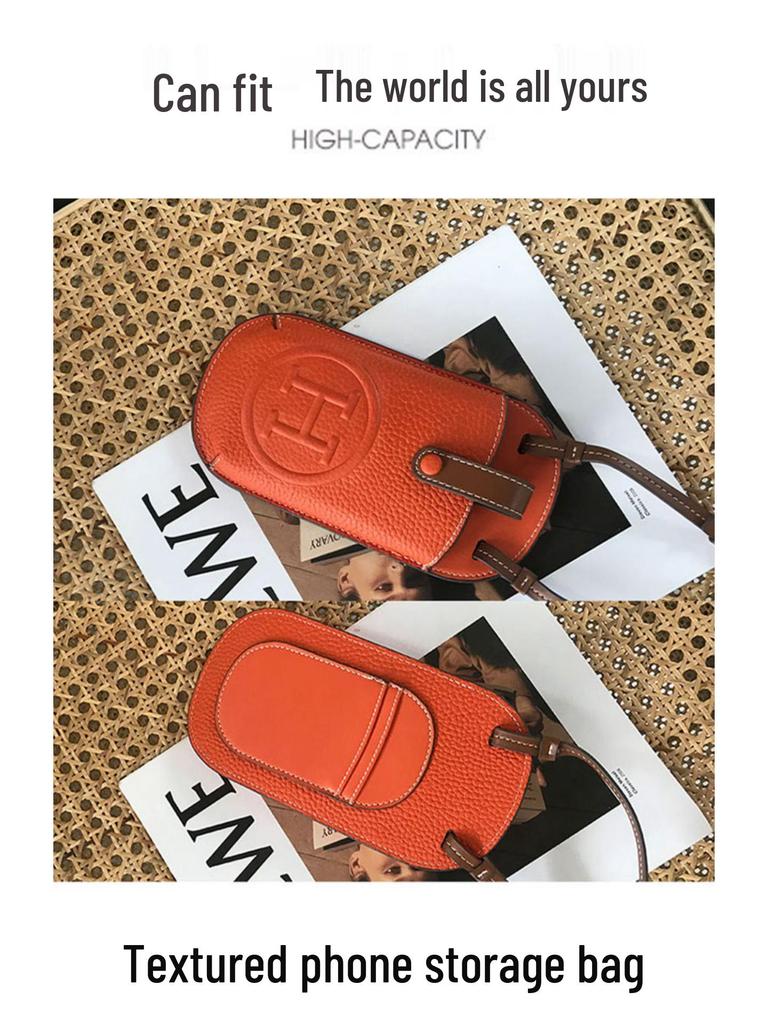 Women's Leather Crossbody Phone Bag - 2025 Summer Collection, Elegant & Compact Design