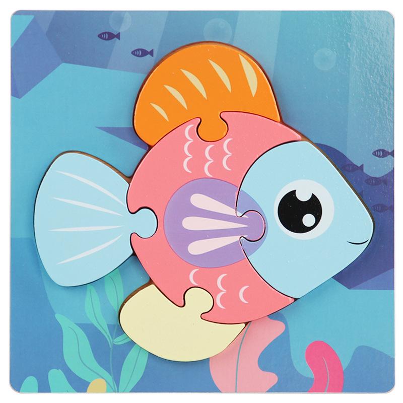 Wooden 3D Puzzle for Early Education: Infant & Toddler Intellectual Development, Hand-Eye Coordination Toy for 1-3 Year Old Boys & Girls