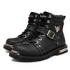 Męskie Wysokie Buty Motocyklowe Sznurowane, Gruba Podeszwa, Codzienne Buty Robocze Jesień/Zima