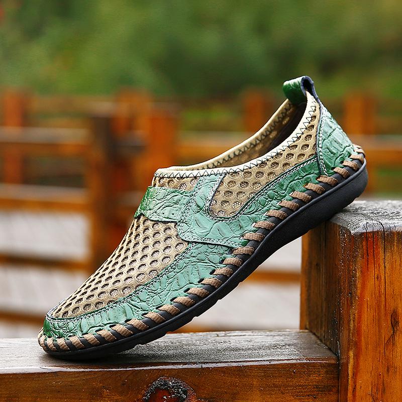 Summer Men's Shoes Mesh Casual Leather Shoes for Men Outdoor Water Shoes Breathable Flat Mens Sandals Plus Size 38-50
