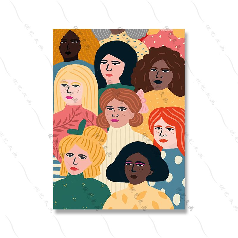 

Мультфильм абстрактное лицо без улыбки фотографии домашний декор скандинавские девушки холст живопись настенное искусство красочные постеры с принтом для гостиной 40x50cm No Framed