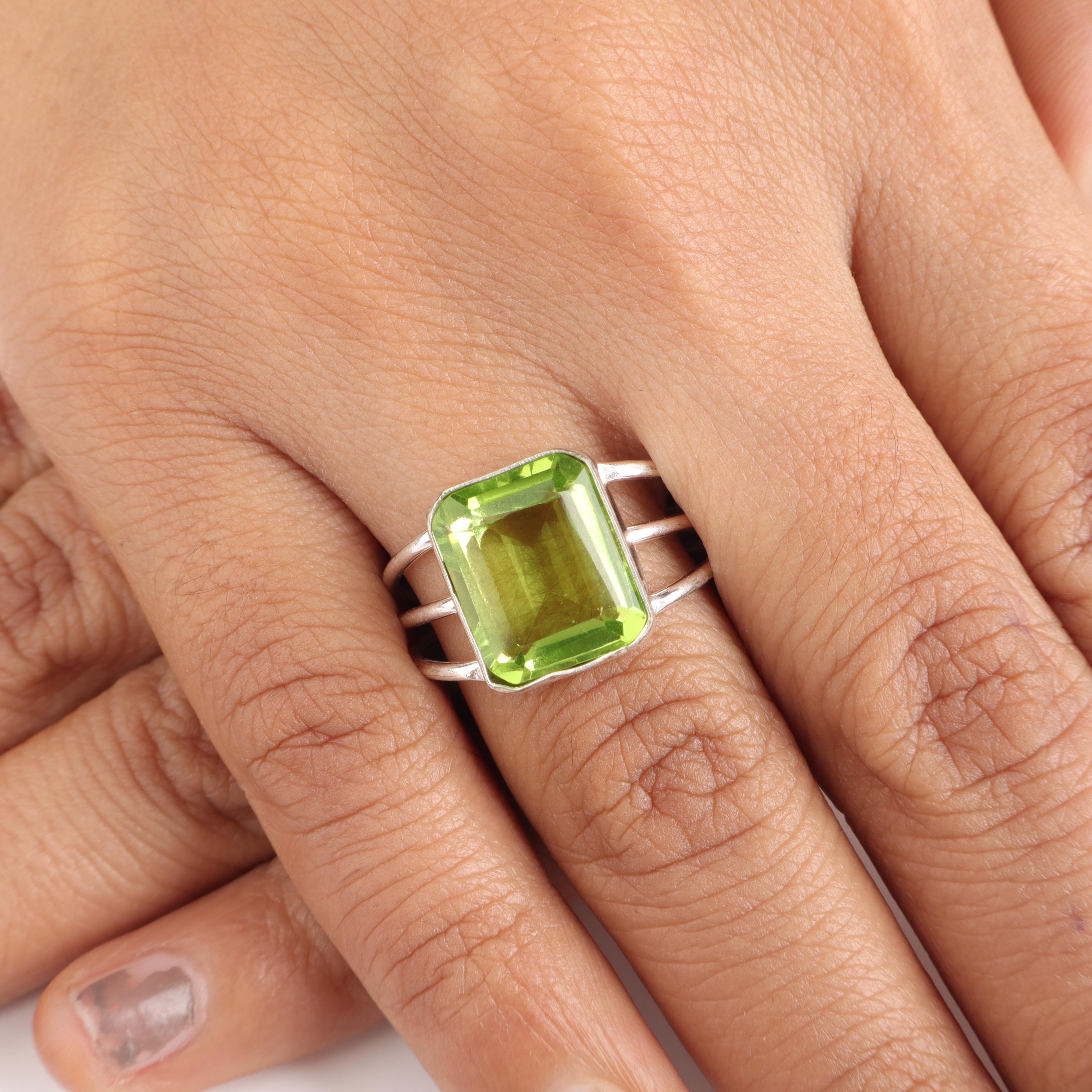 Перидот Камень 925 Проба Стерлинговое Серебро Дизайнерское Обручальное Кольцо Женские Украшения Для Невесты RR-78-6 4