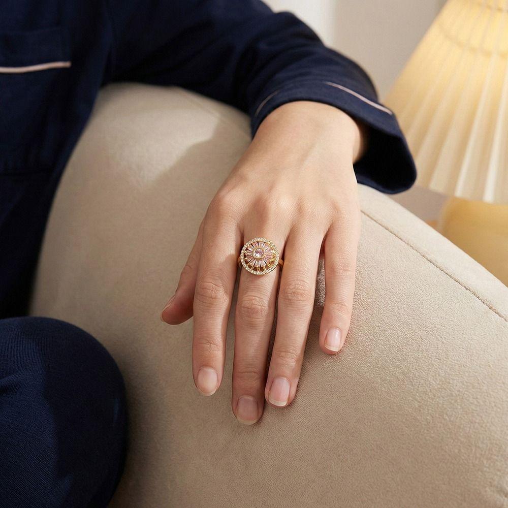 Rotating Design Rotating Ring Female Ring Anxiety Knuckle Jewelry Zircon Ring  Anti Anxiety