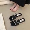 Fashion Rubber Flip Flops Glitter Slides Shoes Womens Slippers Outdoor Square Heel Hawaiian Jelly Block Crystal Toe Square Toe Block Hee