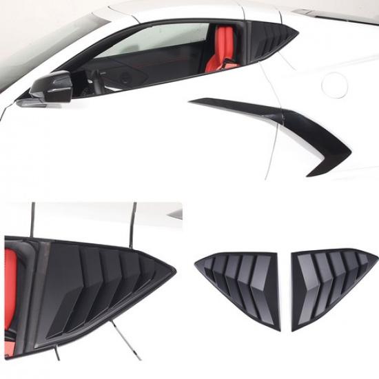 Quarter Window Louver Cover Trim Side Vent Glossy Black for Corvette C8 -25