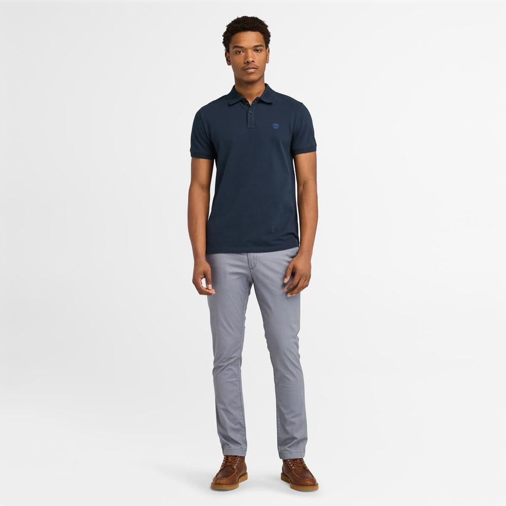 Timberland Men's Short Sleeve Logo Polo Shirt, Dark Sapphire-Dark Denim, XL, TB0A2EPMZ021