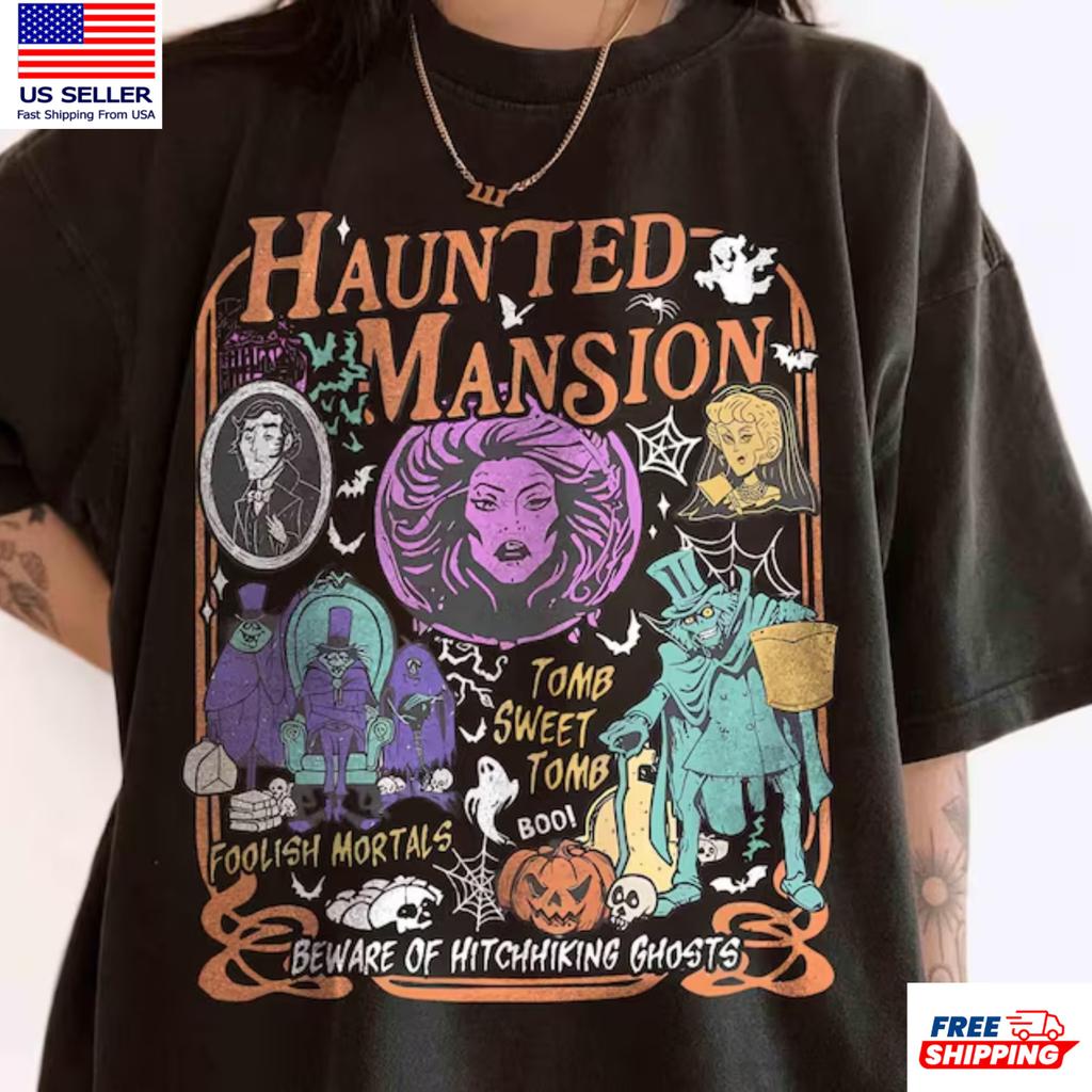 Manoir Hanté Madame Leota Fantômes Auto-stoppeurs T-shirt Halloween S-5XL