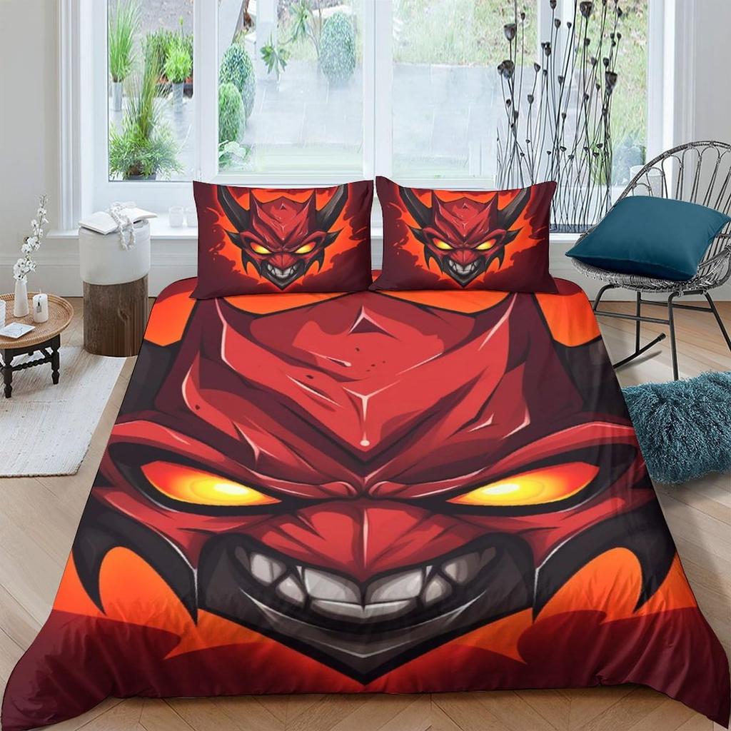 Devil Duvet Covers for Teens Adults Queen Size Quilt Covers Lightweight Down Room Decor 2 Pillowcases 1 Duvet Cover No Comforter