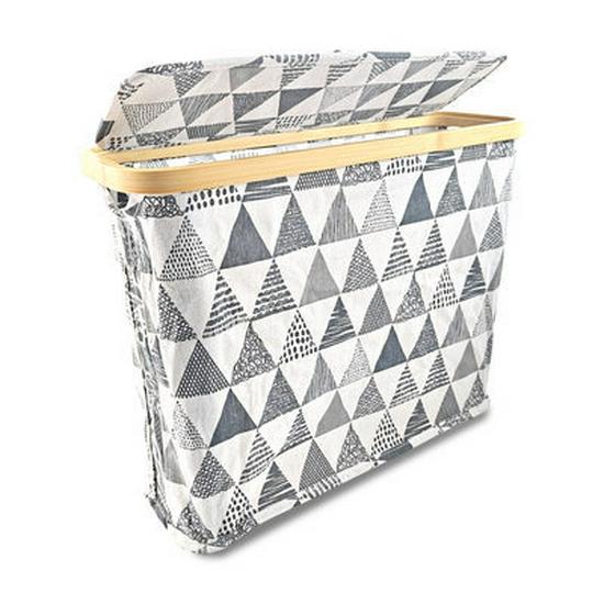 Foldable Bamboo Storage Bin with Lid for Kitchen Recycling