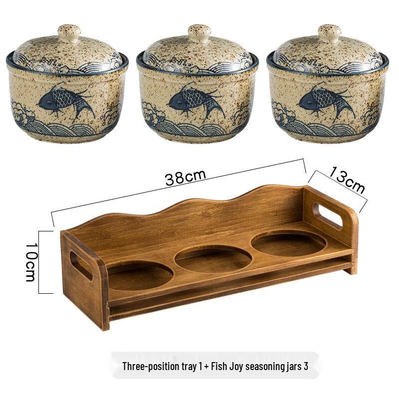Ceramic Seasoning Jar Set with Tray & Spoons