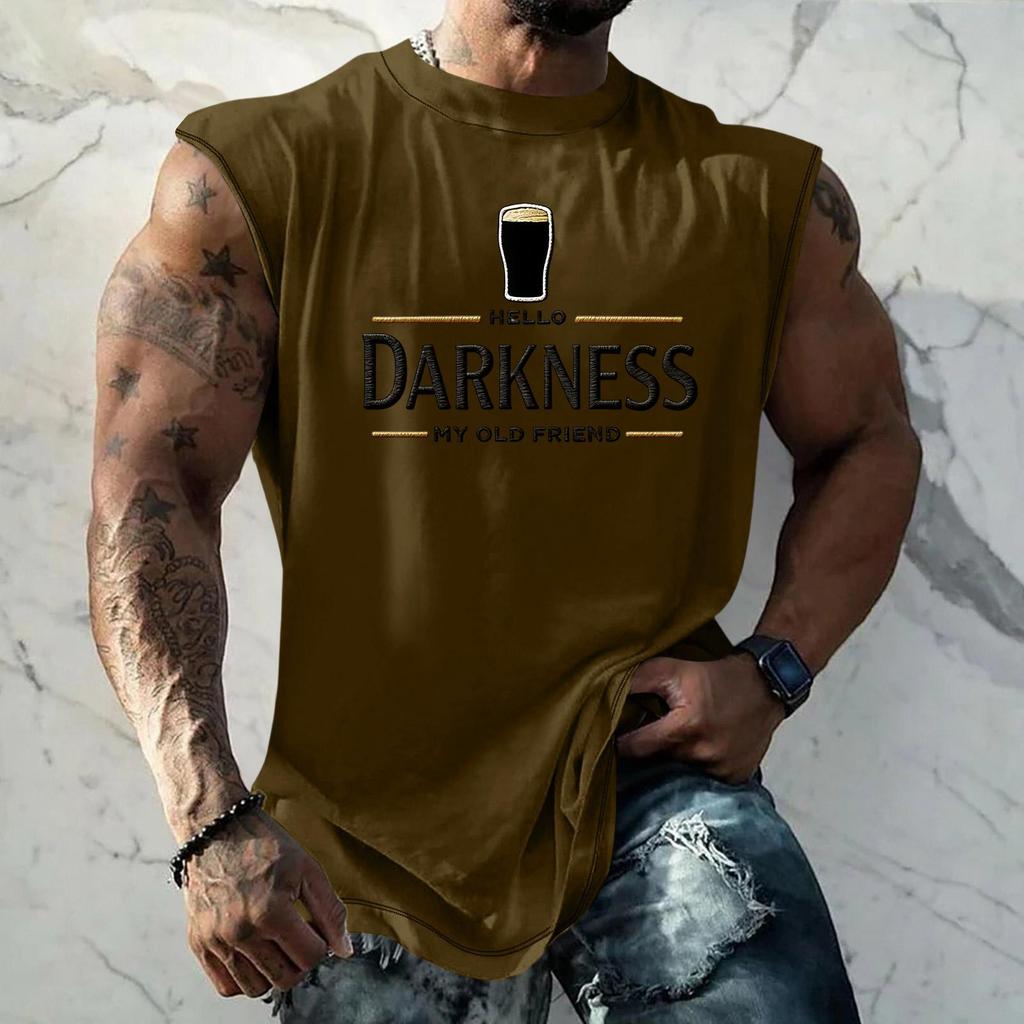 Men Sleeveless Tank Top Muscle Shirt with Beer Graphic Print Casual Summer Vest Lightweight Cotton Blend Comfortable Fit