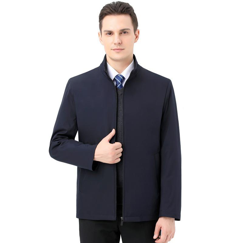 New Stand Collar Mid-Aged Men's Cotton Jacket for Autumn/Winter Season - Thick Dad's Casual Coat.