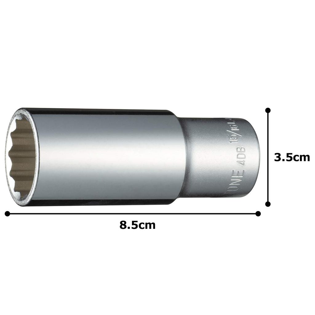 TONE Deep Socket Inch Wrench (12-point) 4DB-30L, 12.7mm (1/2") Drive, 15/16 Size.